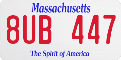 MA license plate 8UB447