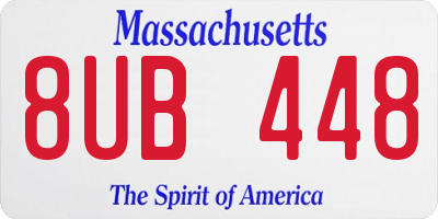 MA license plate 8UB448