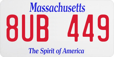 MA license plate 8UB449