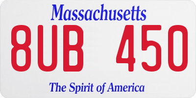 MA license plate 8UB450