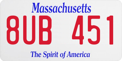 MA license plate 8UB451