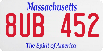 MA license plate 8UB452