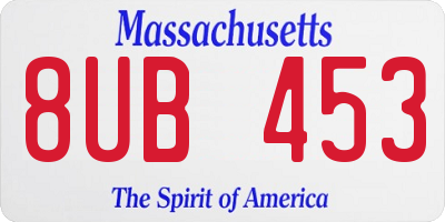 MA license plate 8UB453