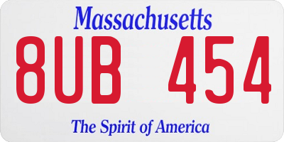 MA license plate 8UB454