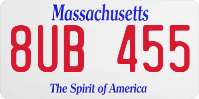 MA license plate 8UB455