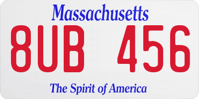 MA license plate 8UB456