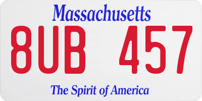 MA license plate 8UB457