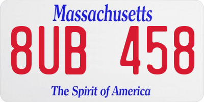 MA license plate 8UB458