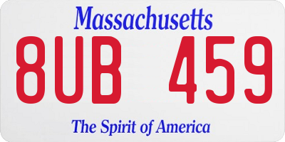 MA license plate 8UB459