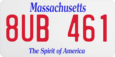 MA license plate 8UB461