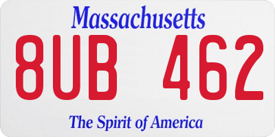 MA license plate 8UB462