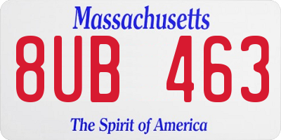 MA license plate 8UB463