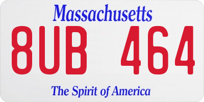 MA license plate 8UB464