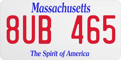 MA license plate 8UB465