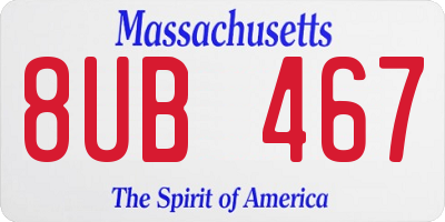 MA license plate 8UB467