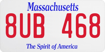 MA license plate 8UB468