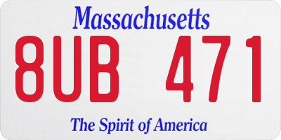 MA license plate 8UB471