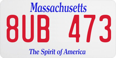MA license plate 8UB473