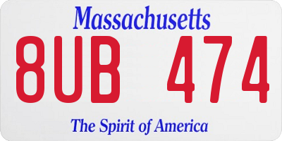 MA license plate 8UB474