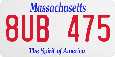 MA license plate 8UB475