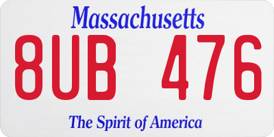 MA license plate 8UB476