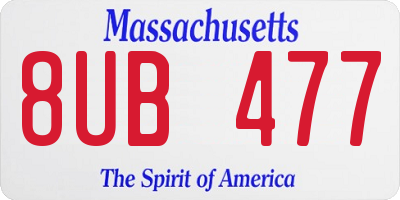 MA license plate 8UB477