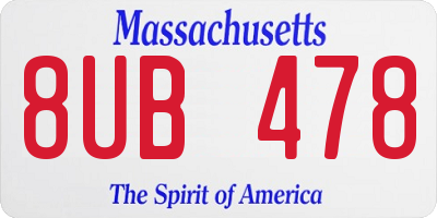 MA license plate 8UB478