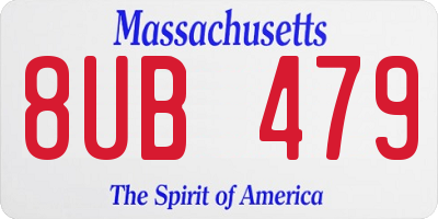 MA license plate 8UB479