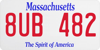 MA license plate 8UB482