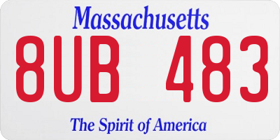 MA license plate 8UB483