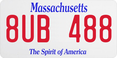 MA license plate 8UB488