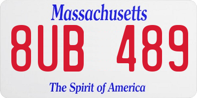 MA license plate 8UB489