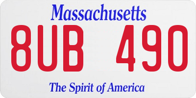 MA license plate 8UB490