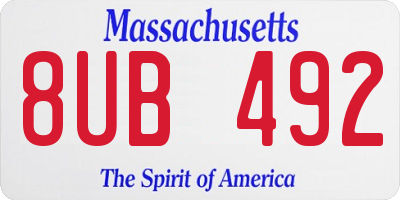 MA license plate 8UB492