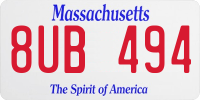 MA license plate 8UB494
