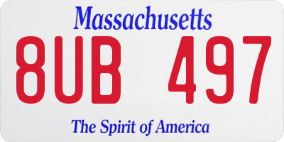 MA license plate 8UB497