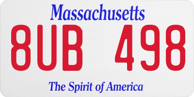 MA license plate 8UB498