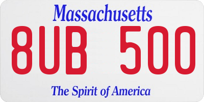 MA license plate 8UB500