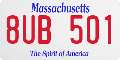 MA license plate 8UB501