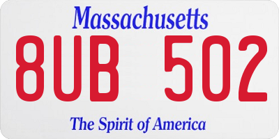 MA license plate 8UB502
