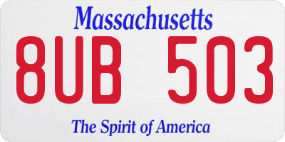 MA license plate 8UB503