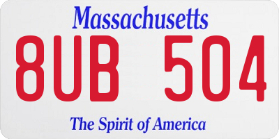 MA license plate 8UB504
