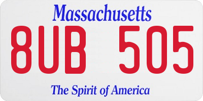 MA license plate 8UB505