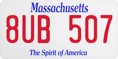 MA license plate 8UB507