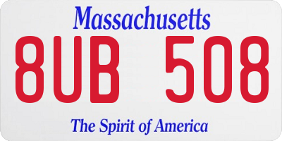 MA license plate 8UB508