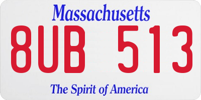 MA license plate 8UB513