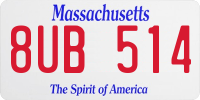 MA license plate 8UB514