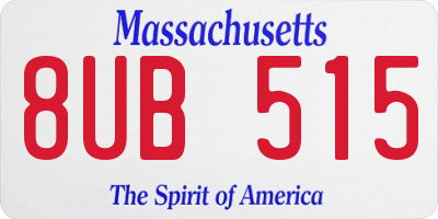 MA license plate 8UB515