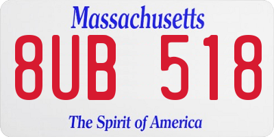 MA license plate 8UB518