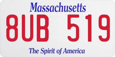 MA license plate 8UB519